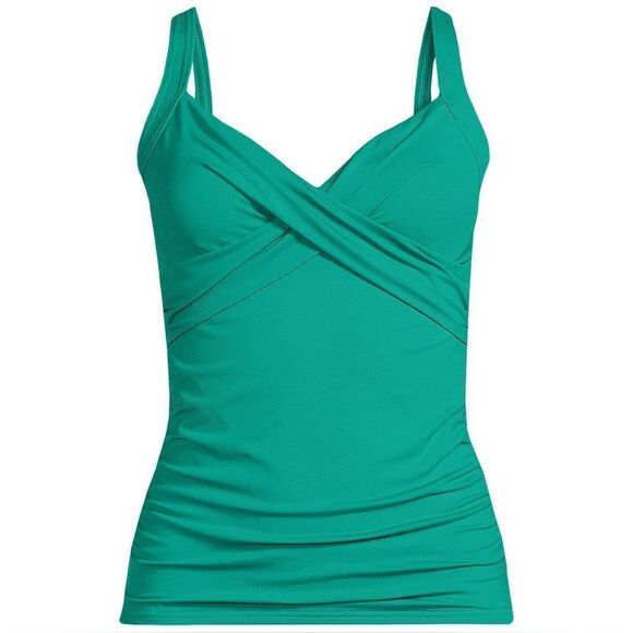 Land's End Plus Size underwire V-neck wrap tankini top Island emerald Various - Picture 2 of 5